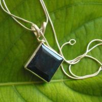 Natural blue sapphire necklace pendant, Sterling silver, Handmade