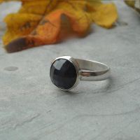 Natural blue sapphire ring, Genuine round blue sapphire silver ring