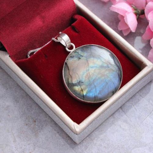 Natural labradorite pendant - Blue pendant - Gemstone silver Gifts