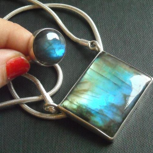 Natural labradorite pendant chain, Fire labradorite silver pendant necklace