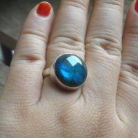 Natural labradorite ring, Cute sterling silver ring, Gift for her