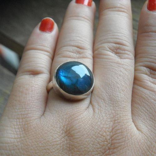 Natural labradorite ring, Cute sterling silver ring, Gift for her