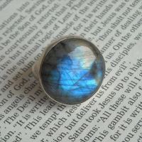 Natural labradorite ring, Round gemstone silver ring