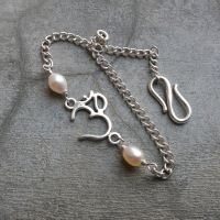 OM pearl bracelet, Artisan handmade sterling silver bracelet