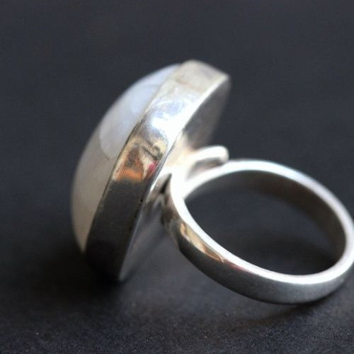 OOAK Adjustable ring - Rainbow moonstone silver ring