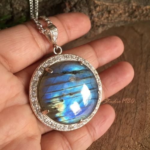 Labradorite pendant necklace, Handmade artisan silver jewelry