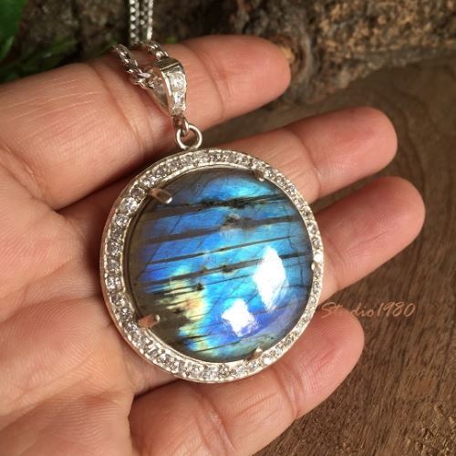 Labradorite pendant necklace, Handmade artisan silver jewelry