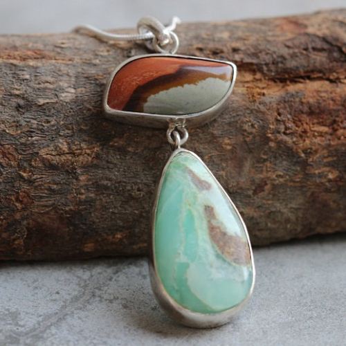 OOAK Chrysoprase Jasper pendant, Artisan Gemstone pendant in silver