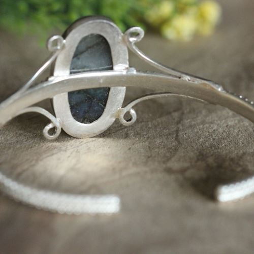 Labradorite cuff bracelet, Sterling silver cuff bracelet with stones