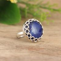 Handmade lapis ring, Handmade lapis lazuli silver statement ring