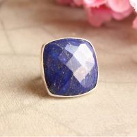 OOAK Lapis Lazuli ring, Square ring, Silver artisan ring