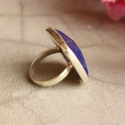 OOAK Lapis Lazuli ring - Square ring - Silver artisan ring
