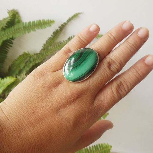 OOAK Malachite Ring, Artisan ring, Sterling silver gemstone ring
