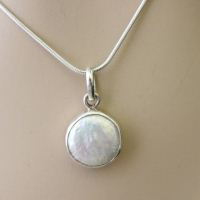 OOAK Pearl pendant, Silver pendant, Coin pearl jewelry