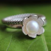 OOAK Pearl silver ring, Handmade ring, Anniversary engagement gift