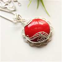OOAK Red Coral pendant, Artisan pendant, sterling silver pendant
