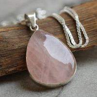 OOAK Rose quartz pendant, Gemstone pendant, Pink silver pendant