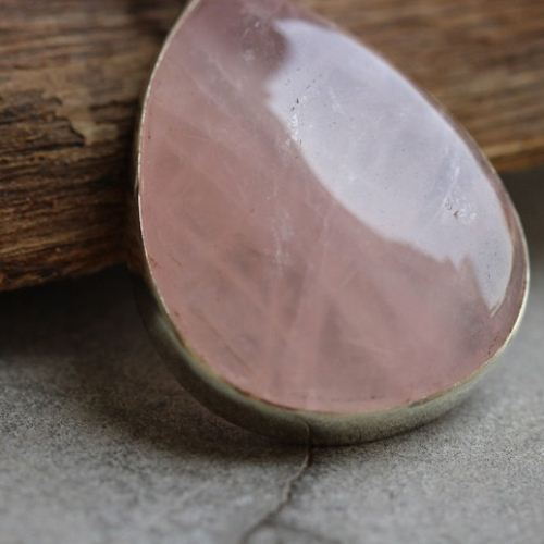 OOAK Rose quartz pendant, Gemstone pendant, Pink silver pendant