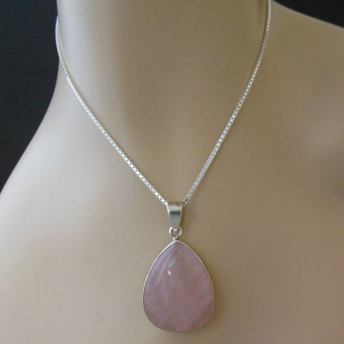 OOAK Rose quartz pendant, Gemstone pendant, Pink silver pendant