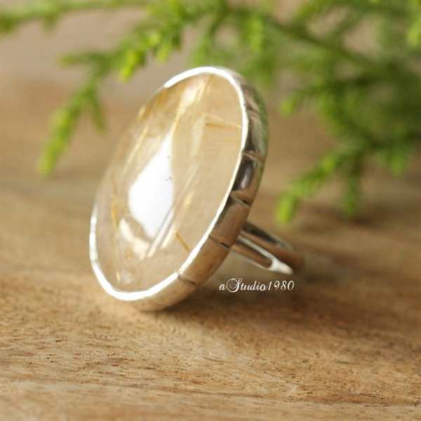 OOAK Rutil Quartz ring - adjustable ring - statement ring 