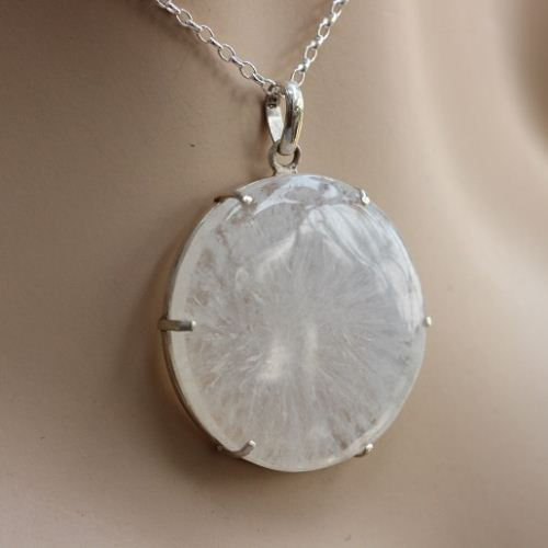 Buy OOAK Solar quartz pendant - Prong set cabochon silver necklace ...