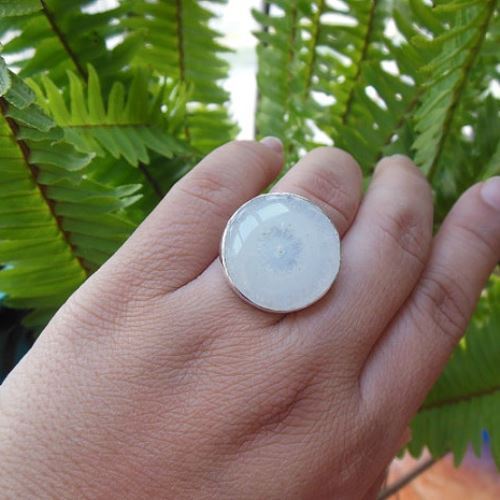 Buy OOAK Solar quartz ring, Large round gemstone silver ring online at