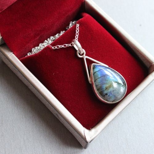 OOAK labradorite pendant necklace - Gemstone silver pendant