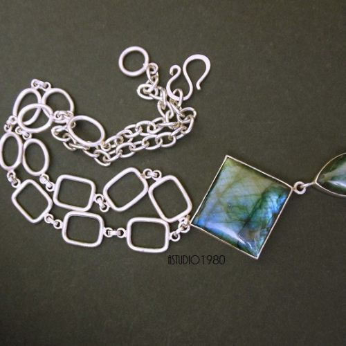 OOAK necklace, Statement necklace, Labradorite silver pendant necklace 