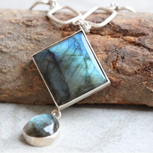 OOAK necklace, Statement necklace, Labradorite silver pendant necklace 
