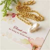OOAK Bridesmaid gifts - Biwa pearl pendant - gold plated necklace