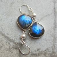 OOAk Blue Dangle earrings, Labradorite sterling Silver earrings
