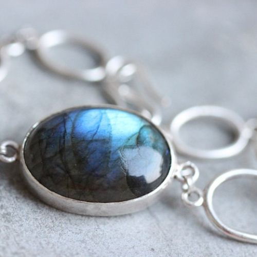 One of a kind gift for her - Handmade labradorite silver bracelet
