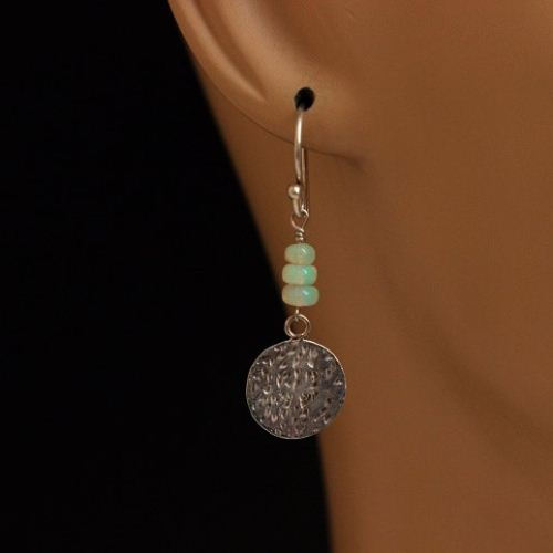 Opal earrings - Natural Opal Artisan silver earrings jewelry