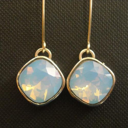 Opal earrings blue sea crystal sterling silver earring