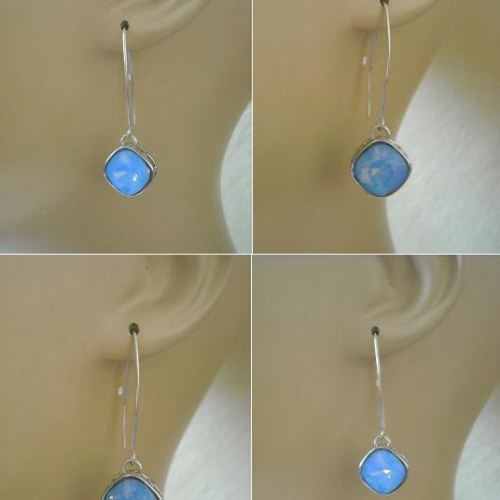 Opal earrings blue sea crystal sterling silver earring