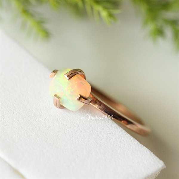 Opal ring - 14K rose gold Ring - Engagement ring- gold opal ring 