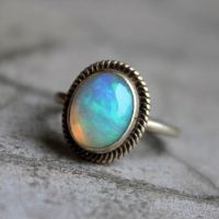 Opal ring, OOAK Natural Opal silver Ring, Genuine opal ring
