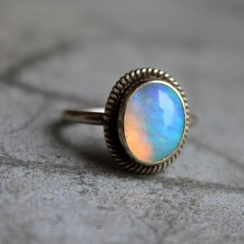 Opal ring, OOAK Natural Opal silver Ring, Genuine opal ring