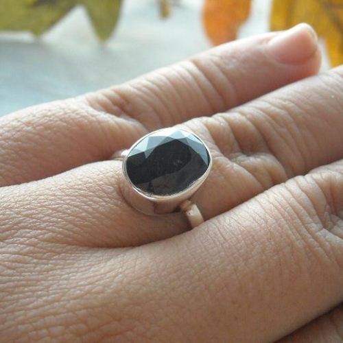 Oval ring, Blue ring, Sapphire silver ring, Handmade ring