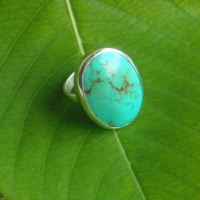 Oval turquoise ring, Large turquoise sterling silver ring