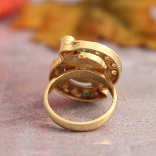 Pearl Cz Ruby Gold ring - Emerald - Wedding ring - Anniversary ring