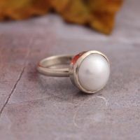 Pearl Ring, Silver pearl ring, sterling silver ring, birthstone ring, Handmade ring, Size 7 Other sizes also available