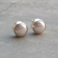 Pearl earrings, 10mm Pearl stud earrings, Silver pearl ear studs