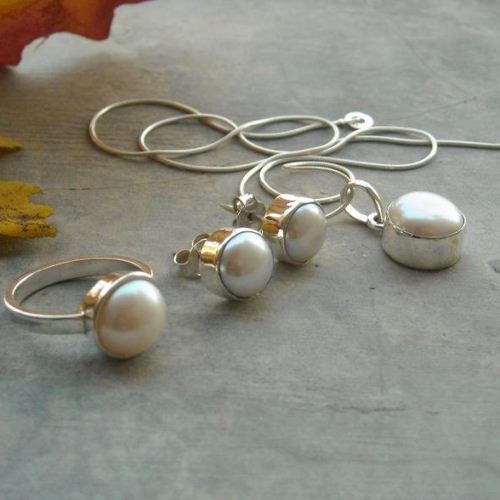 White pearl stud earrings 10mm, freshwater pearl silver stud earrings 