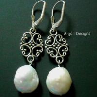 Pearl is FOREVER Sterling Silver Coin Pearl lever back earrings