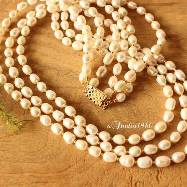 Pearl layered gemstone necklace anniversary gift