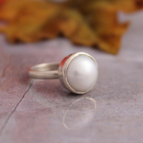 Handmade Pearl Silver Ring,Size 4--13 us 925 Sterling Silver Pearl Ring