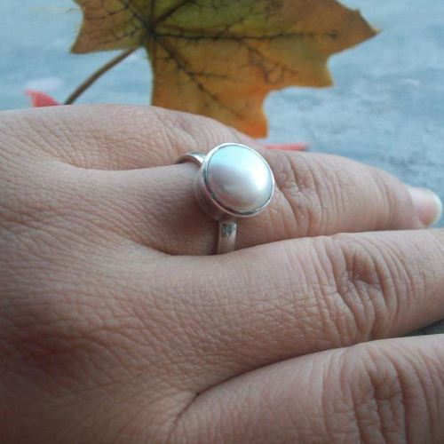 Pearl ring, Birthstone ring, Sterling silver freshwater pearl ring