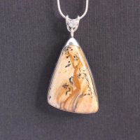 Picture jasper pendant necklace, One of a kind artisan silver pendant