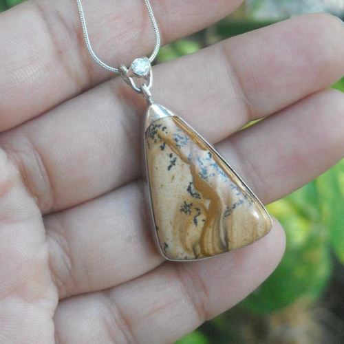 Buy Picture jasper pendant necklace, One of a kind artisan silver ...